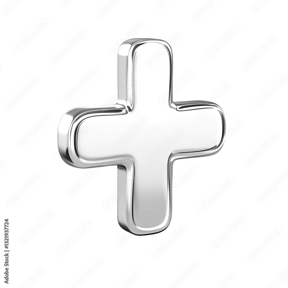 Fototapeta premium Shiny chrome plus sign adding new things positive vibes