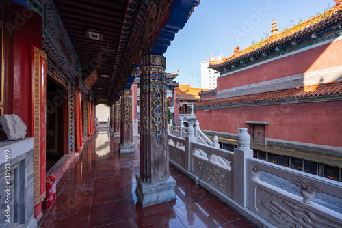 Architectural landscape of Haizhou Temple in Fuxin, Liaoning province
