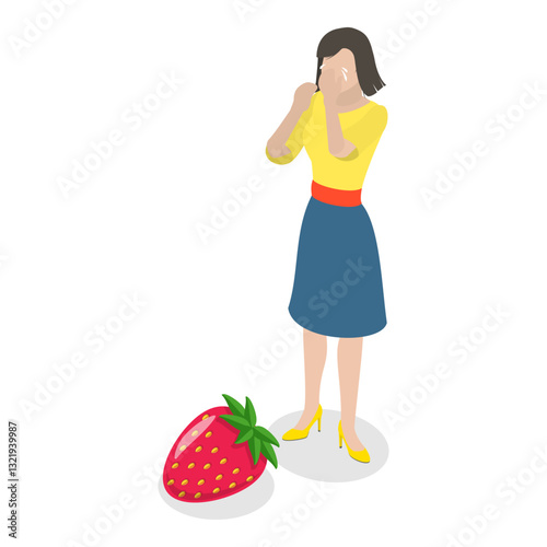3D Isometric Flat Vector Illustration of Allergic Reaction, Causes of Allergy. Item 1