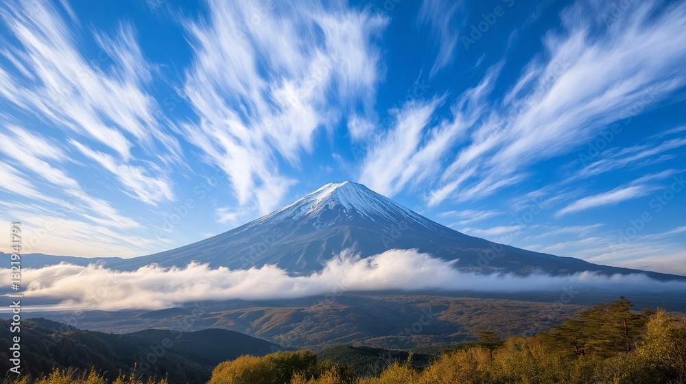 A time-lapse image of clouds swirling above a majestic mountain peak A time-lapse image of clouds swirling above a majestic mountain peak