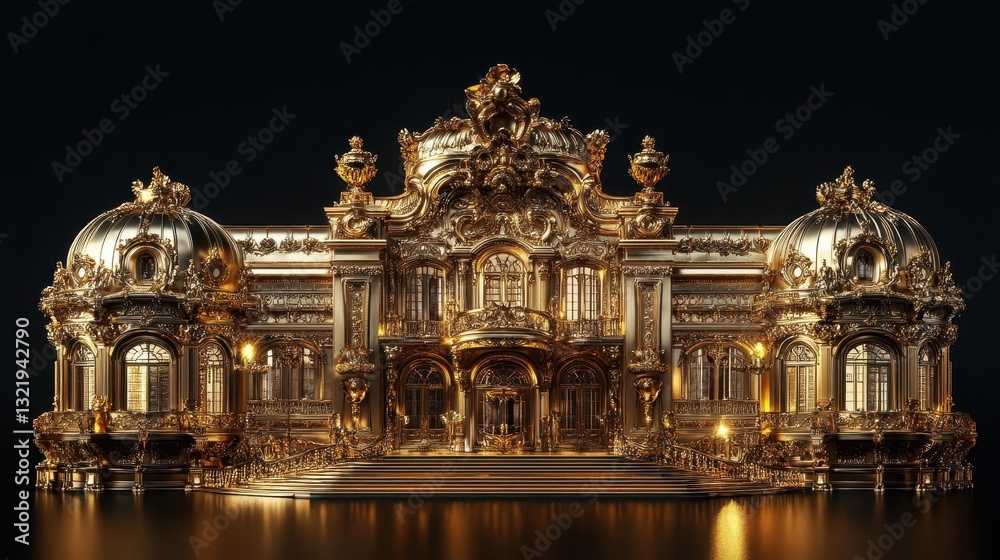 Fototapeta premium A grand golden palace with intricate architecture and elegant details
