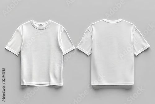 Blank white short sleeve t-shirt mockup.  Front and back views