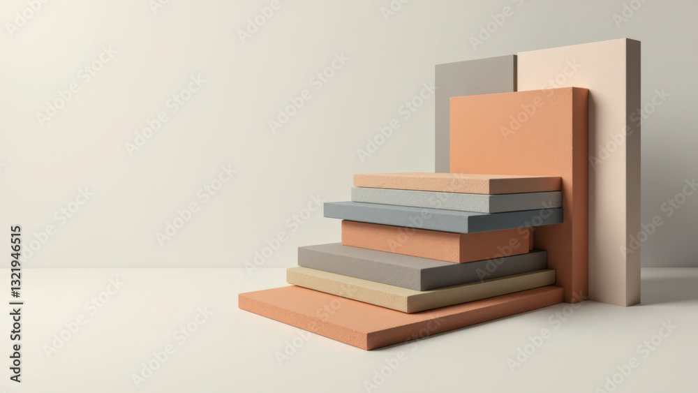 Fototapeta premium Colorful acoustic foam panel art on display.