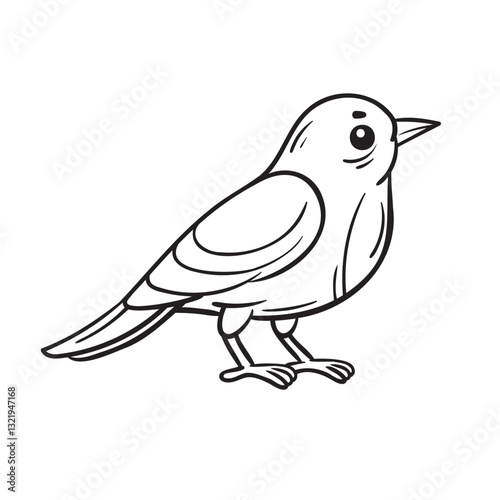 Doodle Vector Illustration of a Bird in Cartoon Style. Isolated on white background. A minimalistic nature icon. Perfect for children s books, educational materials, and eco-friendly projects.
