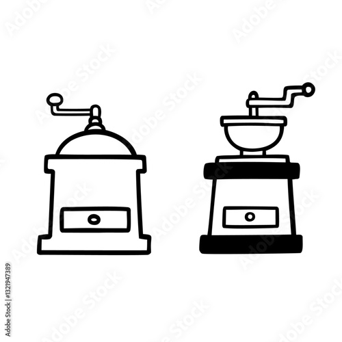 コーヒーミルのシンプルなイラスト素材