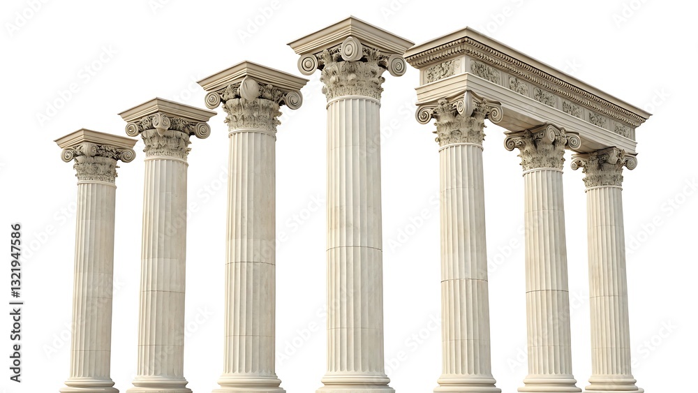 Ionic Columns – Classical Architecture on a White Background Ionic Columns – Classical Architecture on a White Background