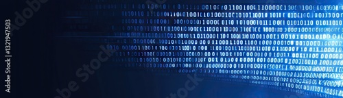 Digital data stream, binary code, technology background, website header