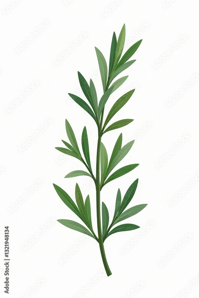 custom made wallpaper toronto digitalFlat vector illustration of a rosemary branch on a white background, plant, nature, flat design