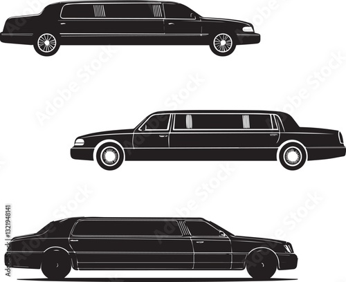 Luxury Limousine Elongated Car silhouette vector