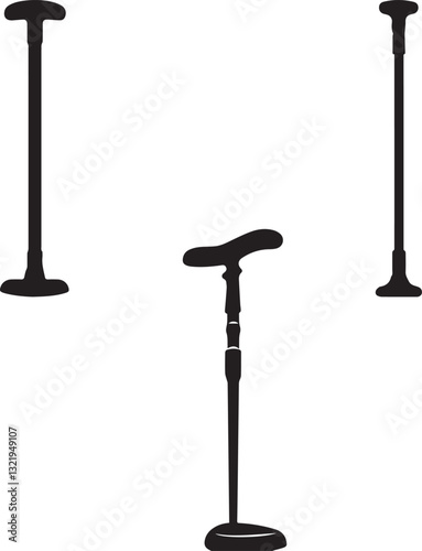Single Crutch with Padding silhouette vector