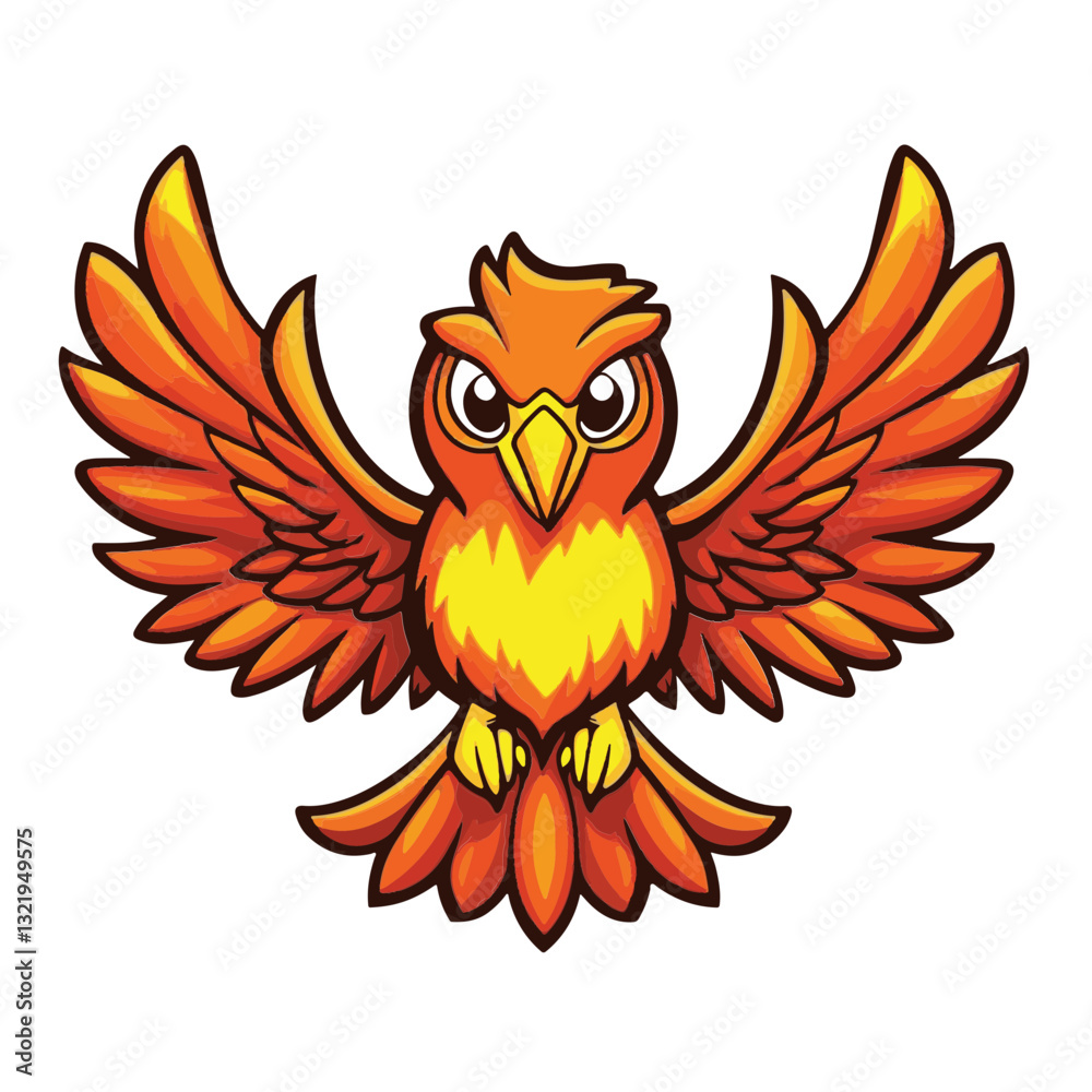 Fototapeta premium Phoenix, simple vector logo, white background, black outline, high contrast, 2D flat design, vector illustration, high resolution