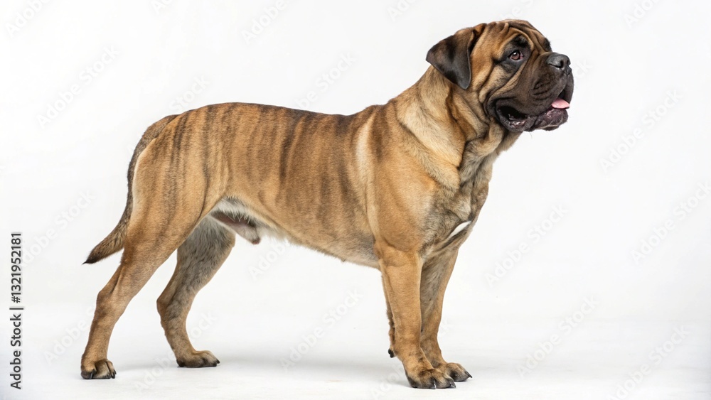 bullmastiff in full view on white studio background bullmastiff in full view on white studio background