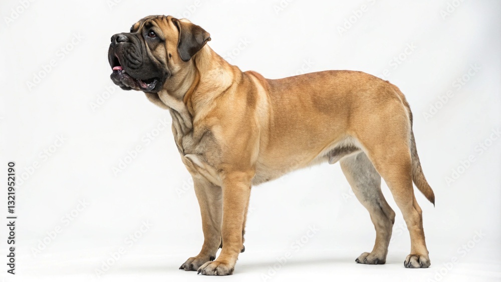 bullmastiff in full view on white studio background bullmastiff in full view on white studio background