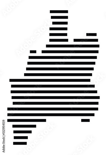 Symbol Map of the City Cloppenburg (Germany) showing the city with just a few black horizontal lines