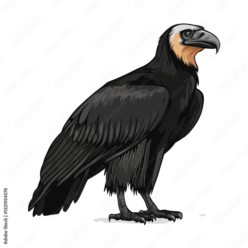 Obraz premium Detailed Illustration of a Cinereous Vulture Standing Profile