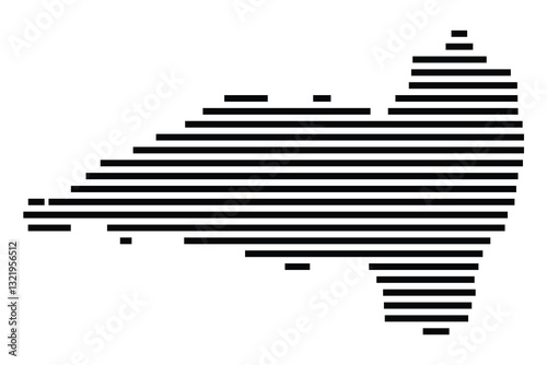 Symbol Map of the City Friedberg (Hessen) (Germany) showing the city with just a few black horizontal lines