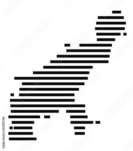 Symbol Map of the City Goeppingen (Germany) showing the city with just a few black horizontal lines