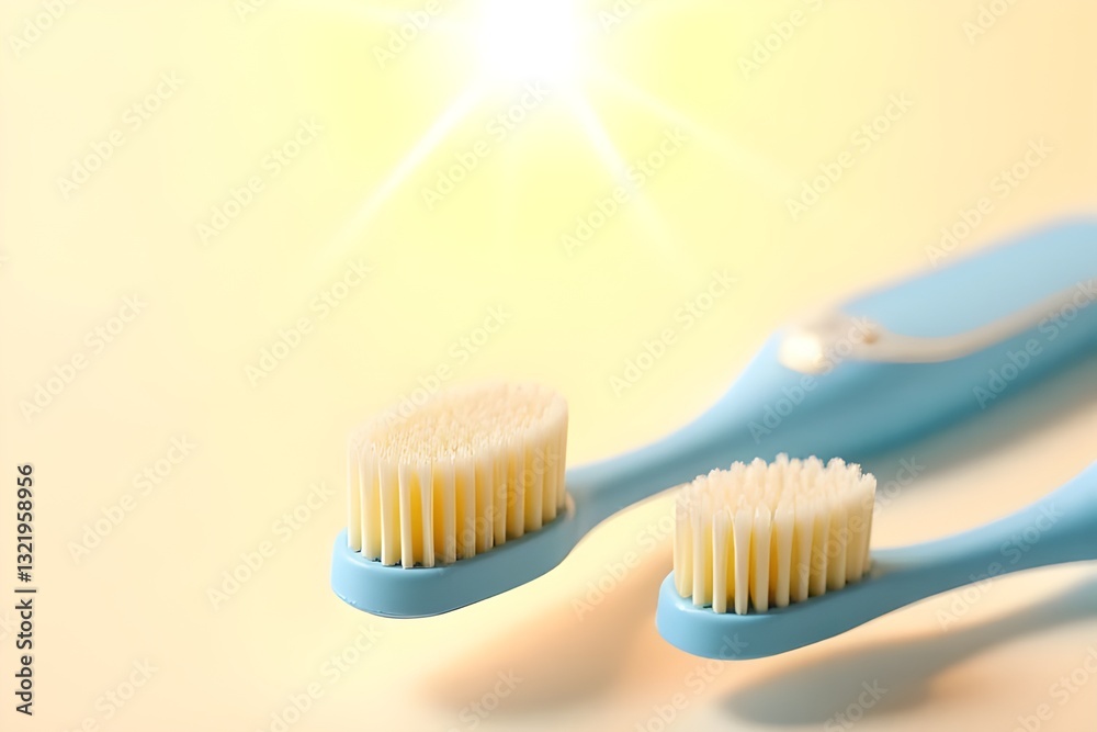 Light Blue Toothbrushes Close Up with Soft Bristles Light Blue Toothbrushes Close Up with Soft Bristles