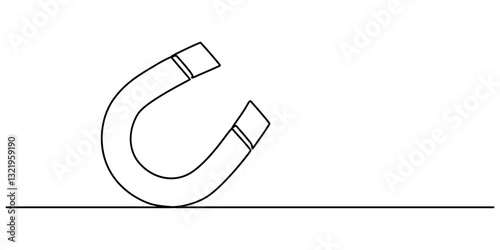 One continuous line drawing of magnet. Client and talent attraction concept in simple linear style. Symbol of hiring and recruiting in Editable stroke of white background. Doodle vector illustration.