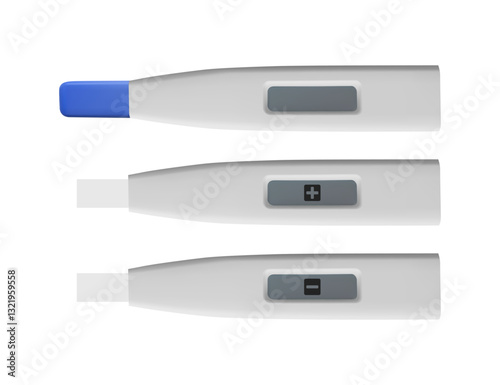 Digital pregnancy test showing positive, negative and waiting results