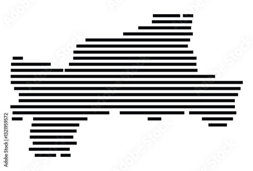 Symbol Map of the City Kamen (Germany) showing the city with just a few black horizontal lines