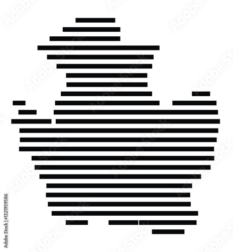 Symbol Map of the City Kamp-Lintfort (Germany) showing the city with just a few black horizontal lines