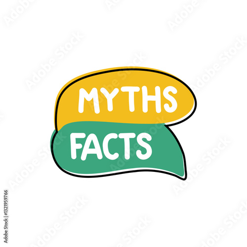 Myths Facts. Badge, icon, logo vector design illustration on white background