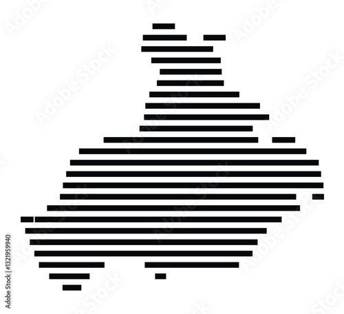 Symbol Map of the City Kevelaer (Germany) showing the city with just a few black horizontal lines