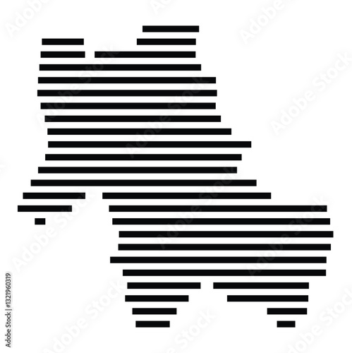 Symbol Map of the City Korschenbroich (Germany) showing the city with just a few black horizontal lines