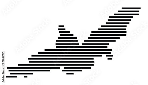 Symbol Map of the City Landshut (Germany) showing the city with just a few black horizontal lines