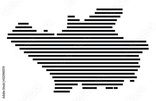 Symbol Map of the City Leverkusen (Germany) showing the city with just a few black horizontal lines