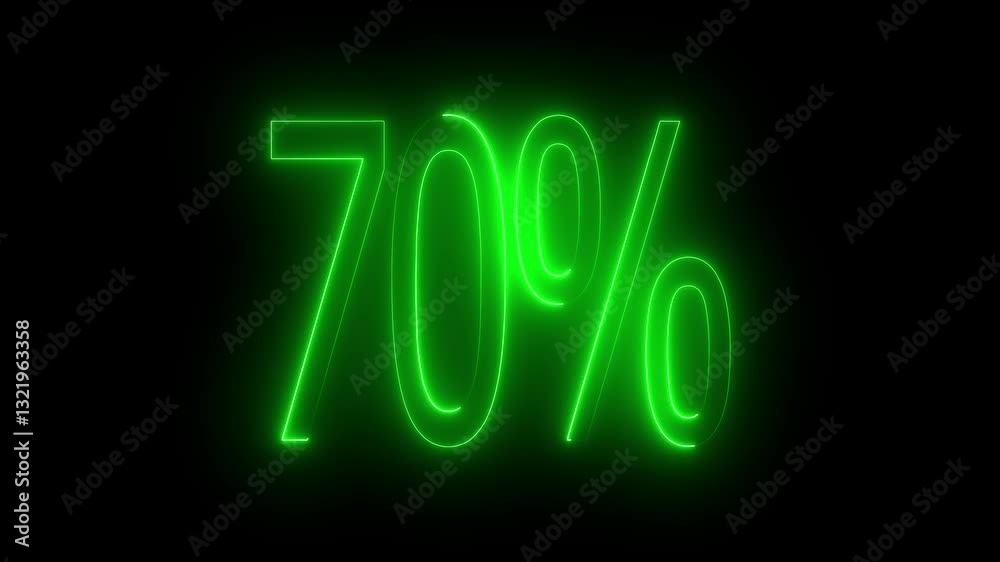 70% text animation by green color neon on black background. 70% text animation by green color neon on black background.