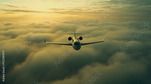 Wallpaper Mural Private Jet Flying Above Clouds During Beautiful Sunset Sky Torontodigital.ca