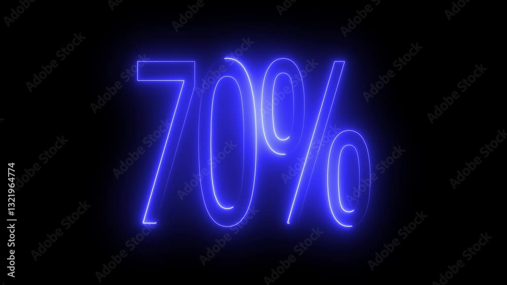 70% text animation by blue color neon on black background. 70% text animation by blue color neon on black background.
