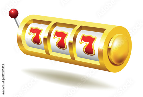 Slot machine. Vector 3D clipart isolated on black background.