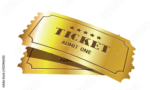 Ticket with stars and the inscription "Admit one". Vector illustration.