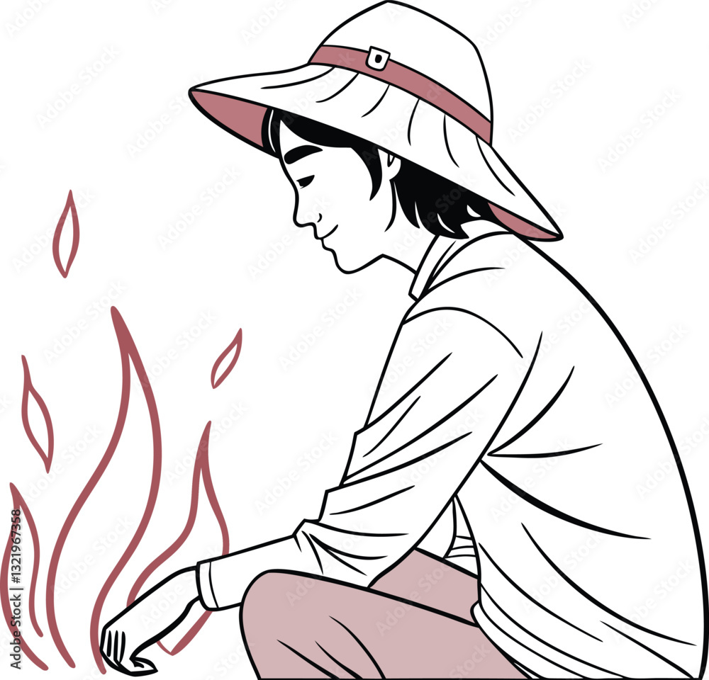 A naïve artistic style of a chines character vector art