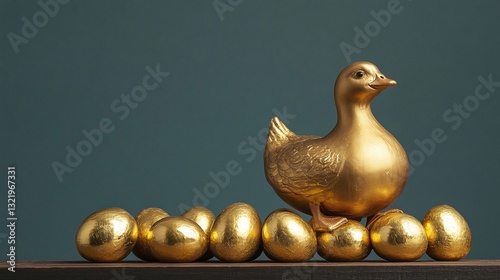 Golden goose with golden eggs, a symbol of luxury and wealth