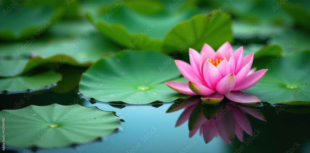 Green lotus leaves and pink blossoms float on calm lake water , world, wallpaper Green lotus leaves and pink blossoms float on calm lake water , world, wallpaper