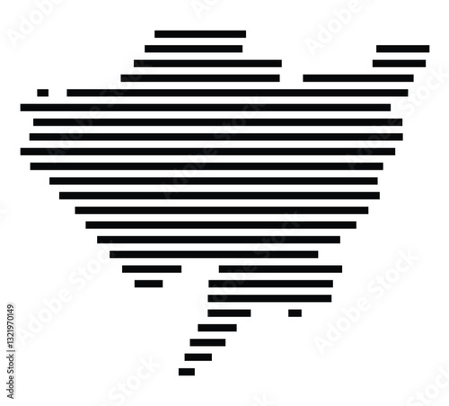 Symbol Map of the City Pirmasens (Germany) showing the city with just a few black horizontal lines