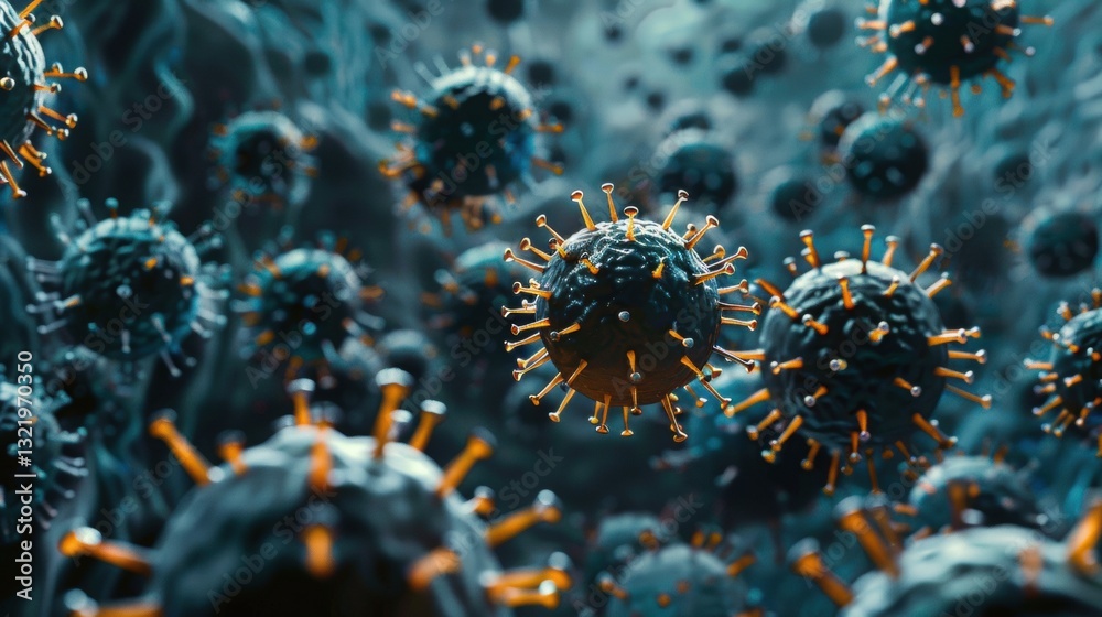 Obraz premium Detail of Virus Particles in an Abstract Scientific Background