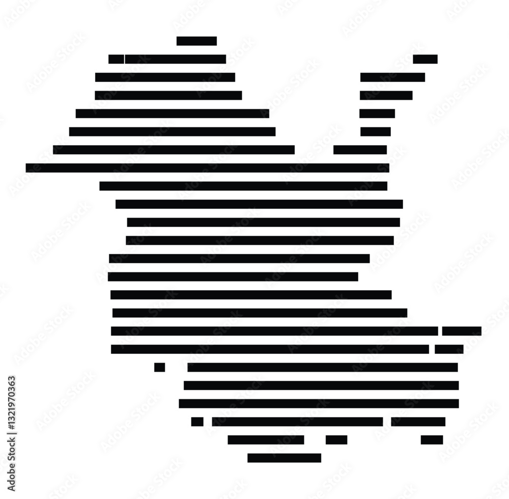 Symbol Map of the City Potsdam (Germany) showing the city with just a few black horizontal lines Symbol Map of the City Potsdam (Germany) showing the city with just a few black horizontal lines