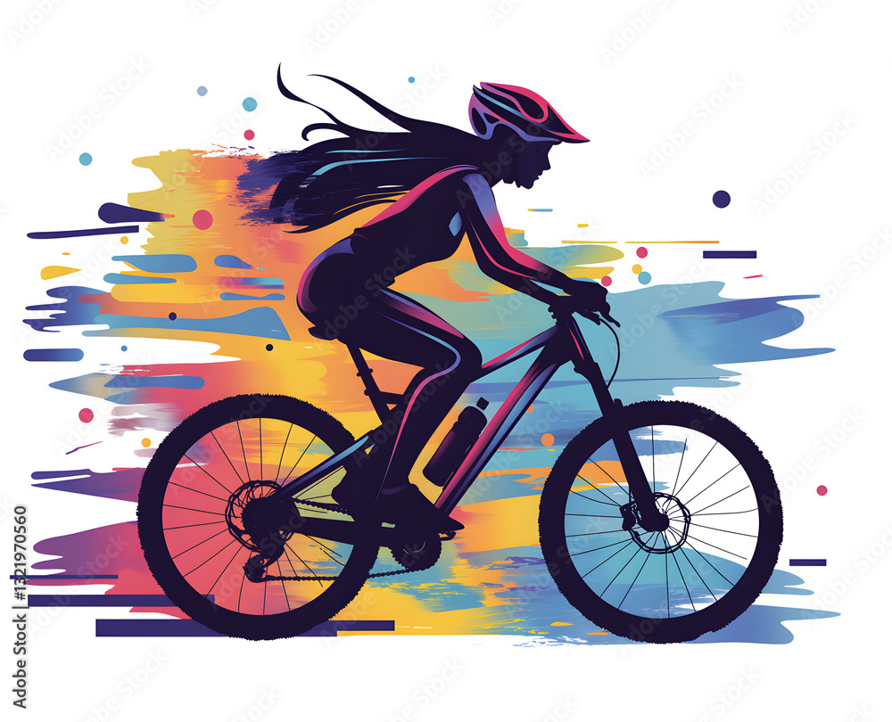 Fototapeta premium girl on bicycle on a white background