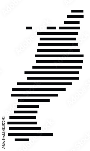 Symbol Map of the City Reutlingen (Germany) showing the city with just a few black horizontal lines