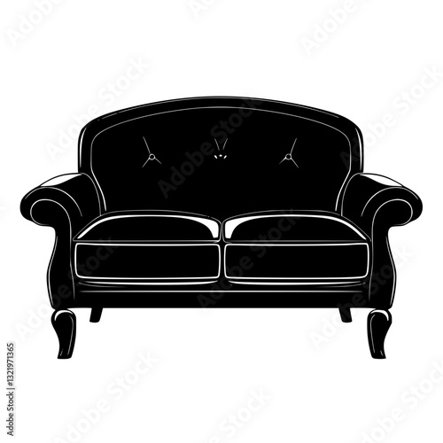 American Traditional Loveseat, furniture vector, furniture design