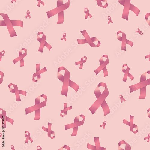 Vector seamless pattern pink ribbon symbol isolated for Breast Cancer Awareness campaign