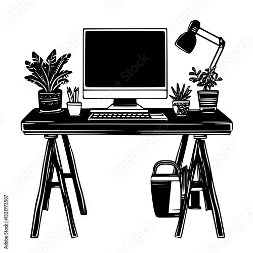 Bohemian Standing desk, furniture vector, furniture design
