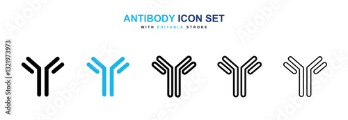 Antibody icons vector pack in black and blue colors