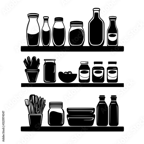 Contemporary Pantry shelving, furniture vector, furniture design