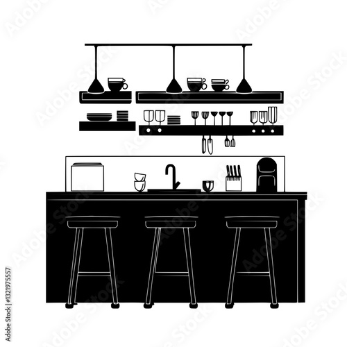 Eclectic Kitchen island, furniture vector, furniture design